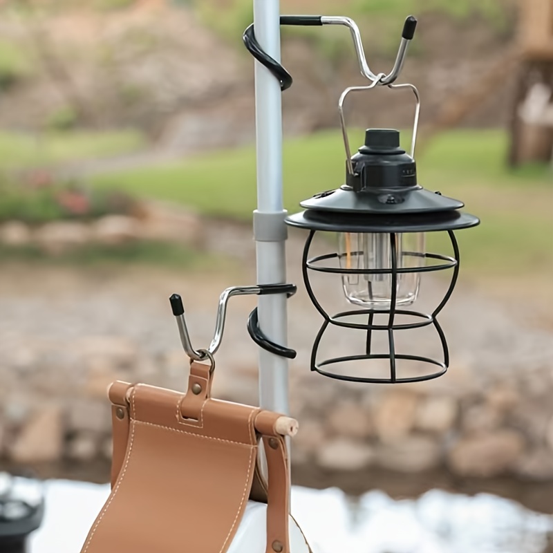 Fishing Equipment Carp - ステンレス製ライトスタンドホルダーフック ポータブルテントポールランプハンガー ハンティングフィッシングランタンハンガー 穴あけ不要のバルコニーフック