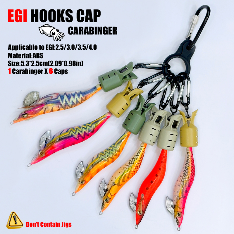イカジグフックキャップとカラビナ釣りアクセサリーベイトプロテ - Fishing Equipment Hook のレビューと価格