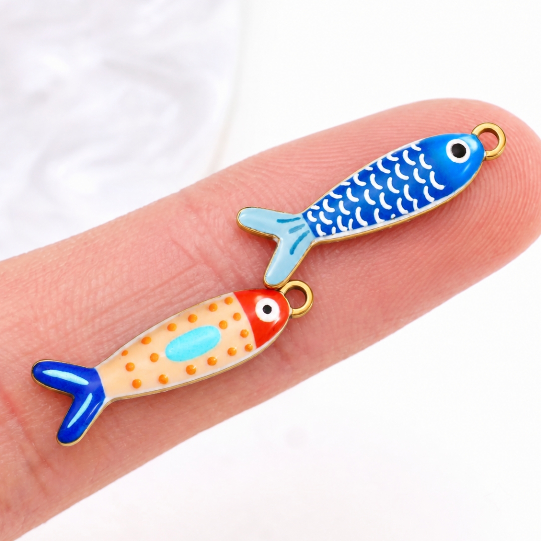 3個入りステンレス製魚型エナメルチャーム、ゴールドペンダント - Fishing Equipment Stores のレビューと価格